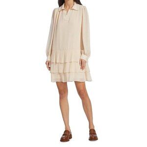 SEE BY CHLOÉ Tiered Georgette silky beige  Sheath Dress SIZE 36/ US 4